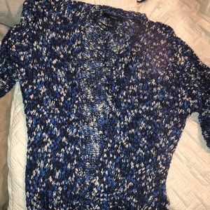 Blue and white knitted cardigan